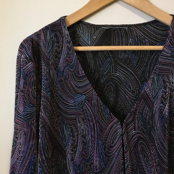 90s Retro Paisley Whimsigoth Crimped Crushed Clasp Closure Open Cardigan - Picture 3 of 16